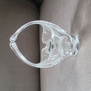 Murano Crystal Clear Glass Basket with Handle Hand Blown Vintage